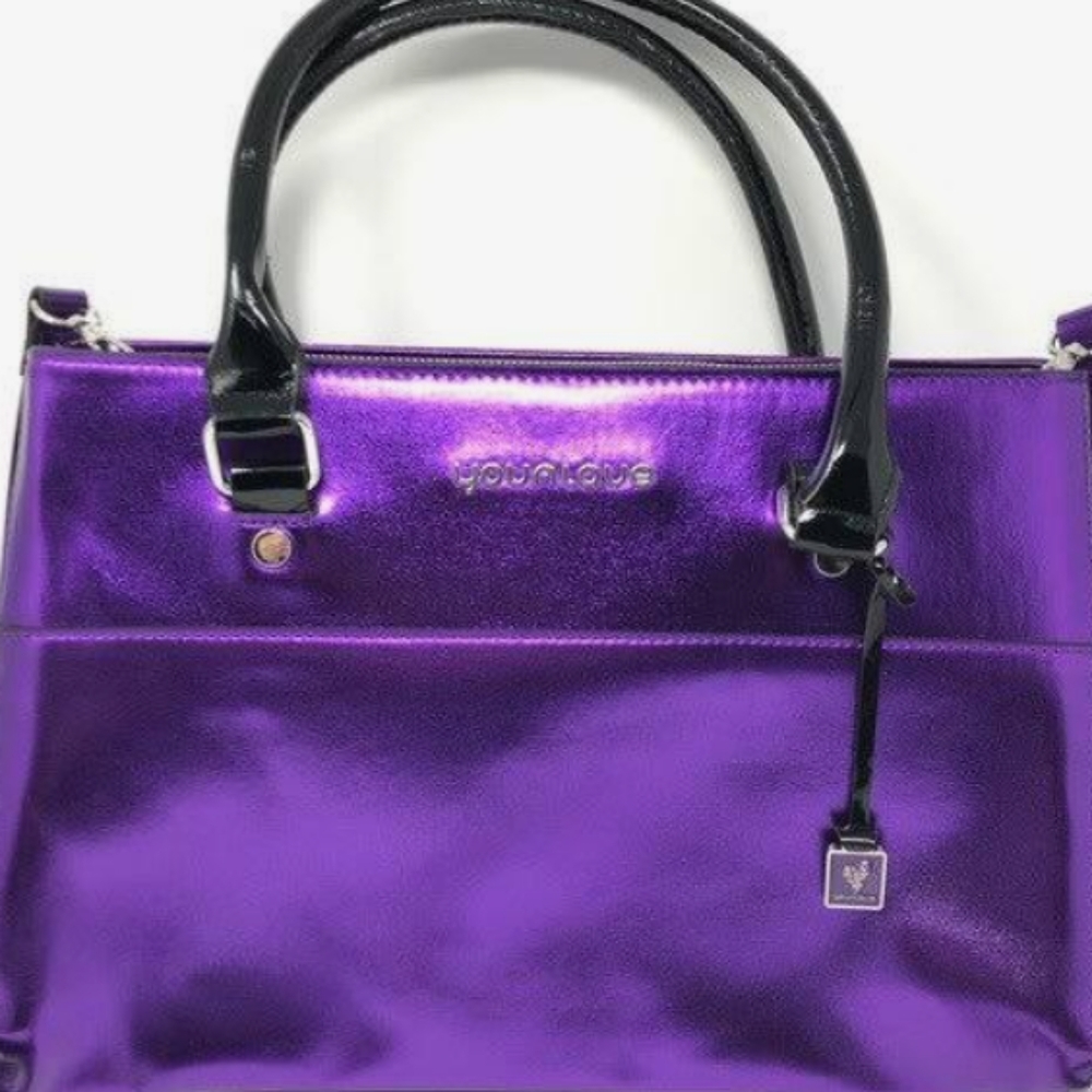 Fun Beautiful zipper purple metallic crossbody bag